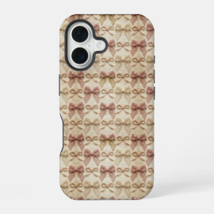 Coque iPhone 16 Nœuds en dentelle victorienne motif coquette rose