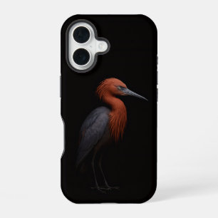 Coque iPhone 16 Noir 4 Luxe iPhone 16 Mate, Aigrette Roussâtre