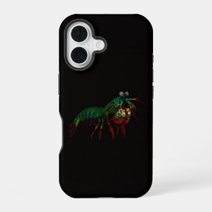 Coque iPhone 16 Noir 4 Luxe iPhone 16 Mate, Crevette Mantis