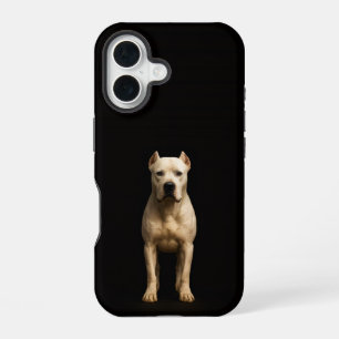 Coque iPhone 16 Noir 4 Luxe iPhone 16 Mate, Dogo Argentino Audacie