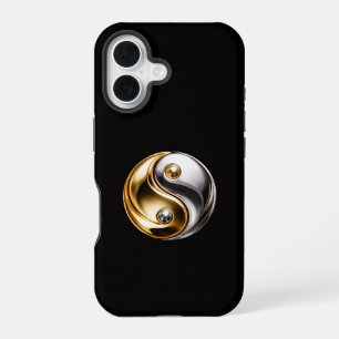 Coque iPhone 16 Noir 4 Luxe iPhone 16 Mate, Harmonie Yin Yang