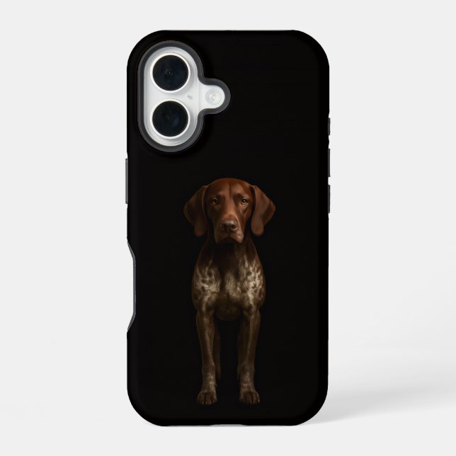 Coque iPhone 16 Noir 4 Luxe iPhone 16 Mate, Pointer Allemand (Verso)