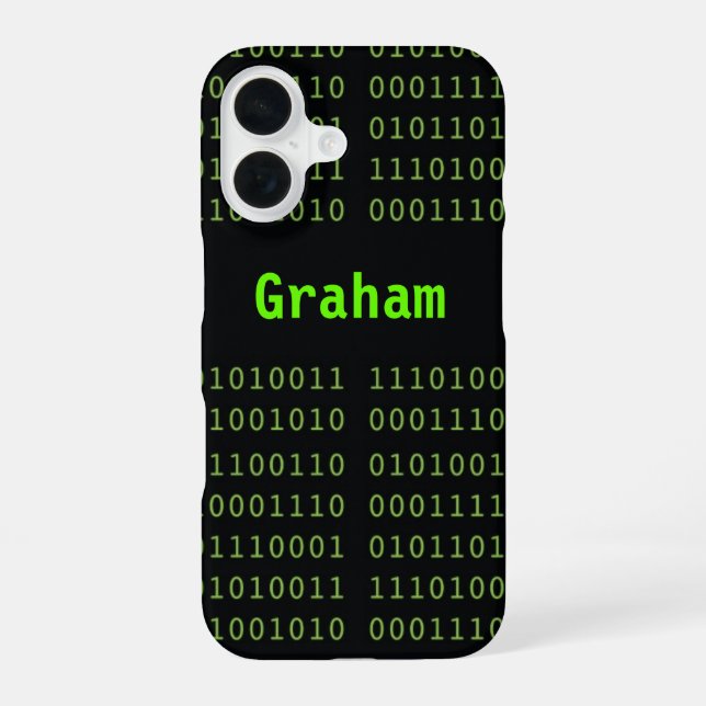 Coque iPhone 16 Nom Code Binaire avec Écran Lumineux (Verso)