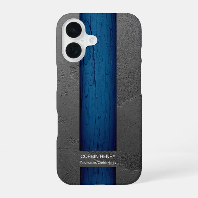 Coque iPhone 16 Nom de Dégoulinade Bleue Texture Abstraite (Verso)