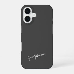 Coque iPhone 16 Nom de lettrage à la main minimaliste noir blanc p