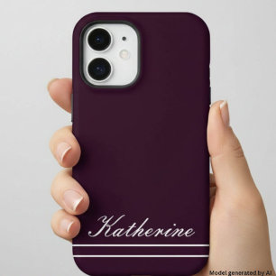Coque iPhone 16 Nom de script Minimaliste prune