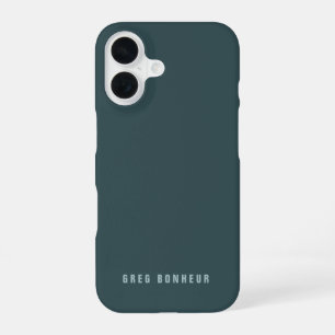 Coque iPhone 16 Nom de style moderne Bleu gris