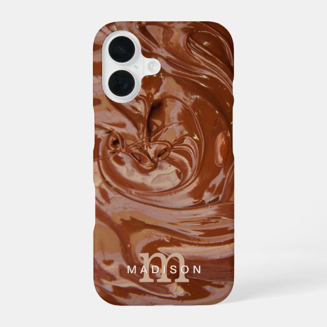 Coque iPhone 16 Nom du monogramme de l'auteur du chocolat (Verso)
