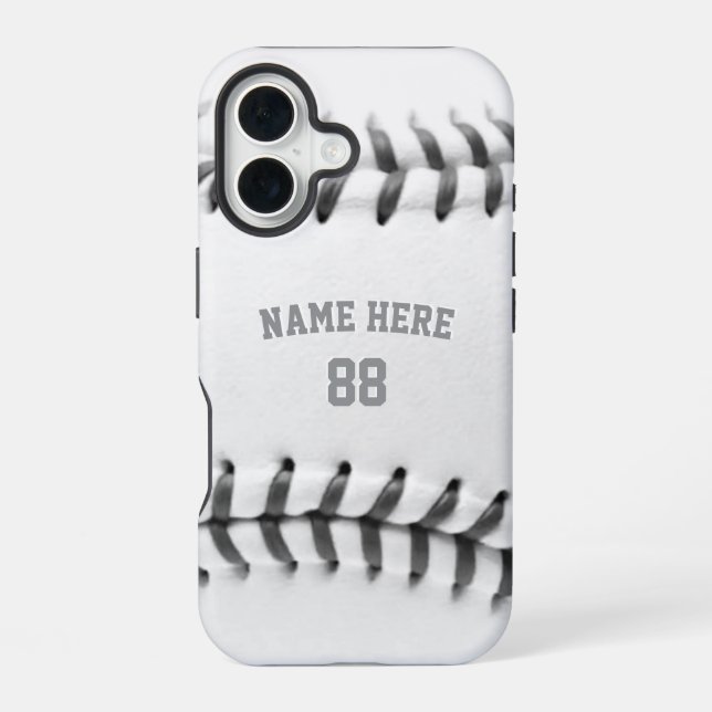 Coque iPhone 16 Nom et numéro de baseball personnalisé tendance (Verso)
