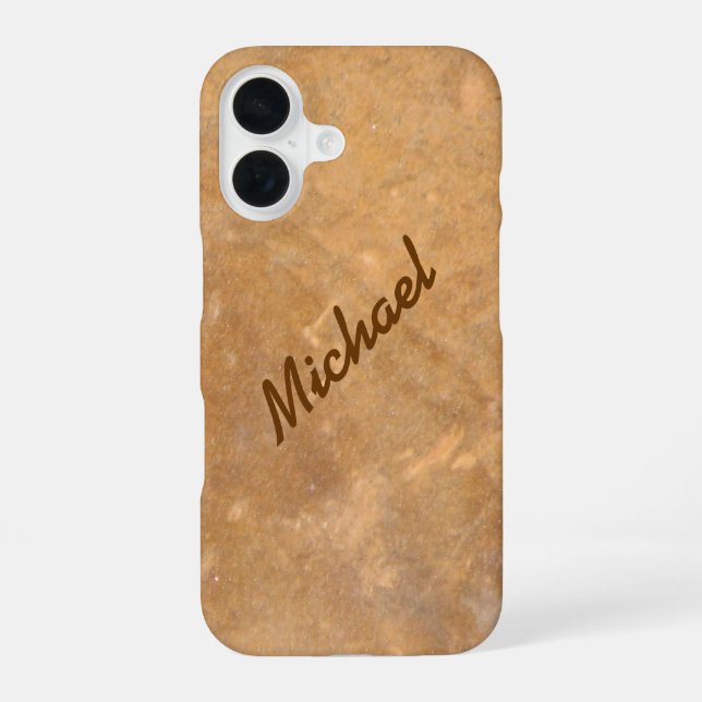 Coque iPhone 16 Nom Gold Stone Look (Verso)