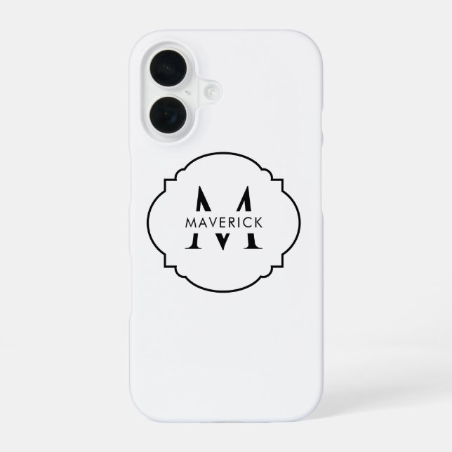 Coque iPhone 16 Nom Initial Personnalisé Élégant Voyage Moderne No (Verso)