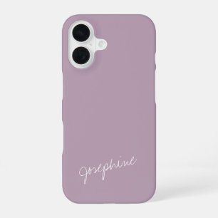Coque iPhone 16 Nom Minimaliste en écriture manuscrite Dusty Lilac