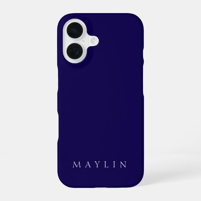 Coque iPhone 16 Nom ou Mot Classique | Bleu foncé violacé (Verso)