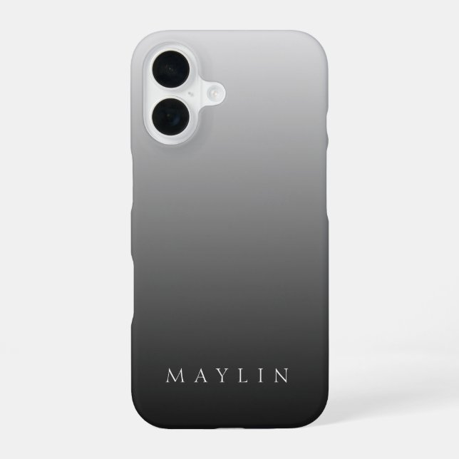 Coque iPhone 16 Nom ou mot classique | Dégradé gris (Verso)