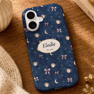Coque iPhone 16 Nom personnalisé Cadeau Lecteur de Lune Cottagecor