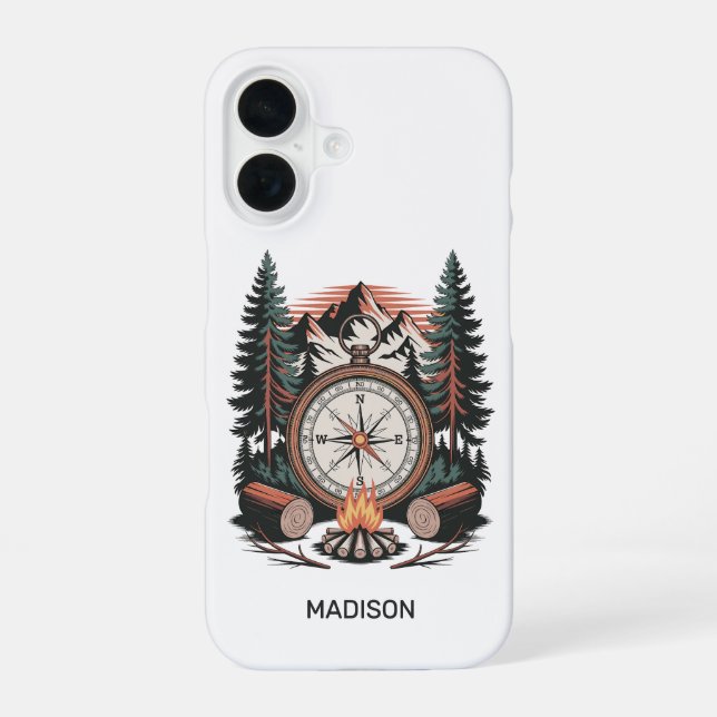 Coque iPhone 16 Nom personnalisé Camping (Verso)