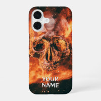 Nom personnalisé. Crâne flamboyant dans l'espace