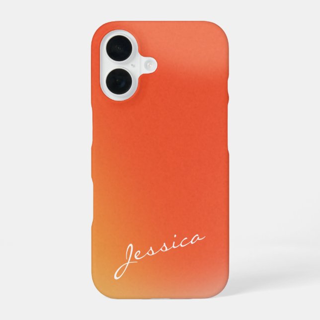 Coque iPhone 16 Nom personnalisé dégradé rétro abstrait orange  (Verso)