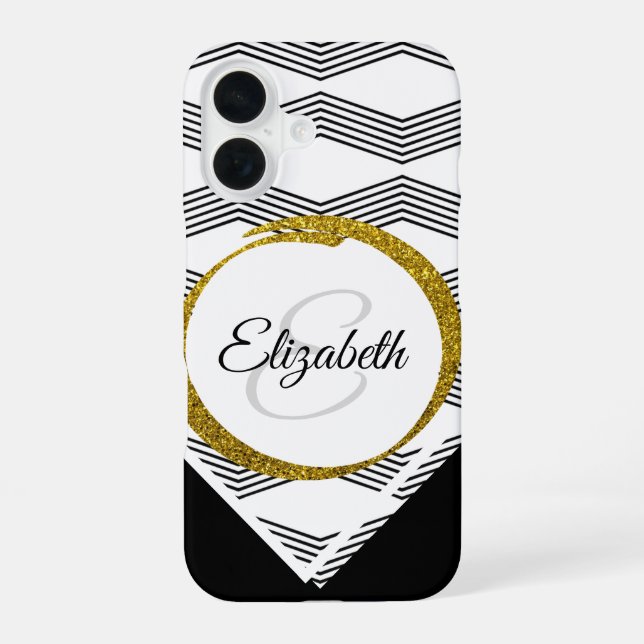 Coque iPhone 16 Nom personnalisé Lettre initiale Monogramme en pai (Verso)