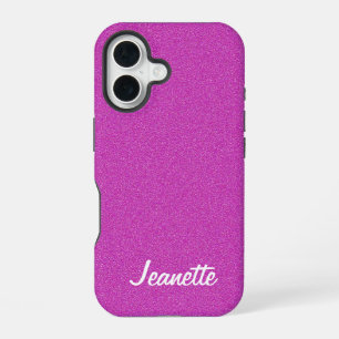 Coque iPhone 16 Nom personnalisé Minimaliste rose chaud