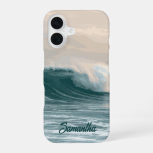 Coque iPhone 16 Nom personnalisé Ocean Wave