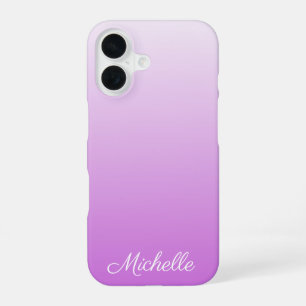 Coque iPhone 16 Nom personnalisé ombré violet lilas