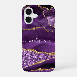 Coque iPhone 16 Nom personnalisé Personnalisé Violet Paillettes Do