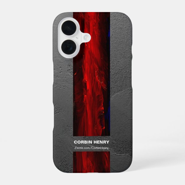 Coque iPhone 16 Nom Rouge Abstrait Texturé Résistant (Verso)