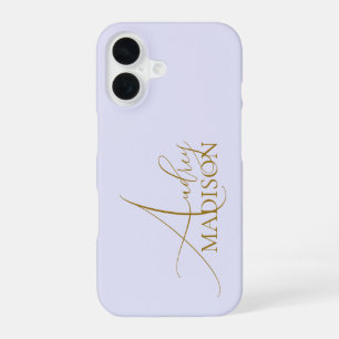 Coque iPhone 16 Nom Serif de script Purple Lavender