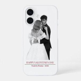 Coque iPhone 16 Noms de couple personnalisés & Année - Photo éléga
