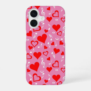 Coque iPhone 16 Notes de coeur et de musique