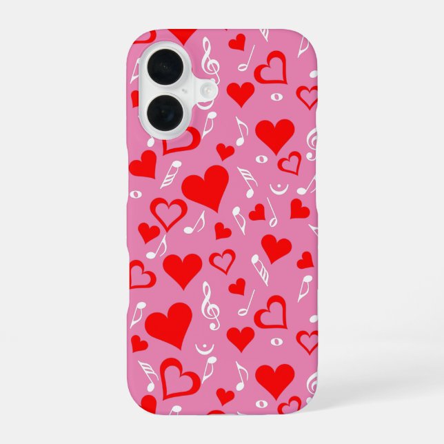 Coque iPhone 16 Notes de coeur et de musique (Verso)
