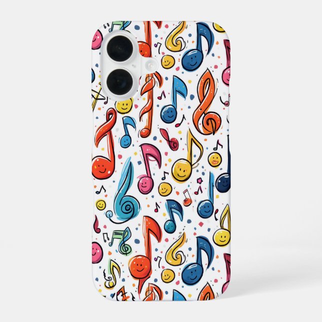 Coque iPhone 16 Notes de musique abstraites d'art Kawaii (Verso)