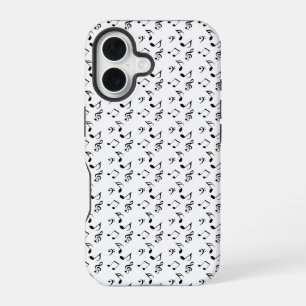 Coque iPhone 16 notes de musique blanche