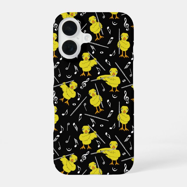 Coque iPhone 16 Notes de musique de poulet flûte (Verso)