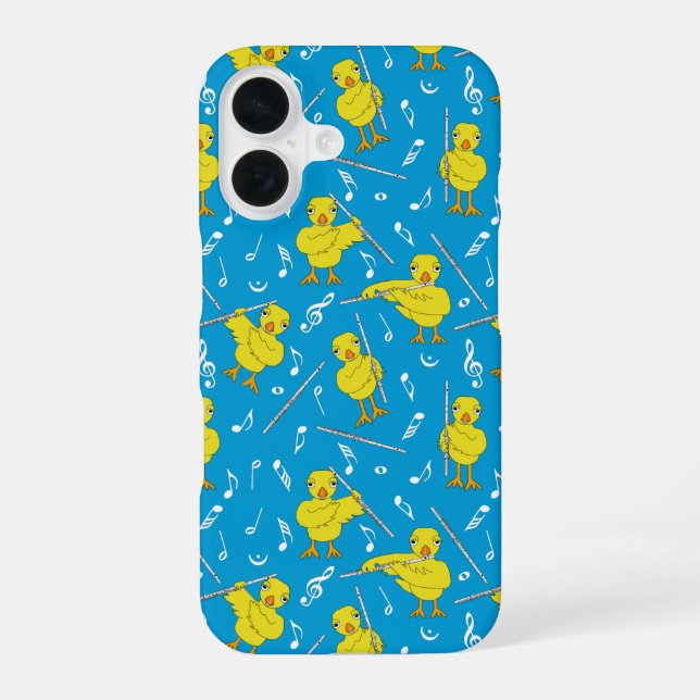 Coque iPhone 16 Notes de musique de poulet flûte (Verso)
