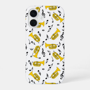 Coque iPhone 16 Notes musicales Baritone Gris Marching