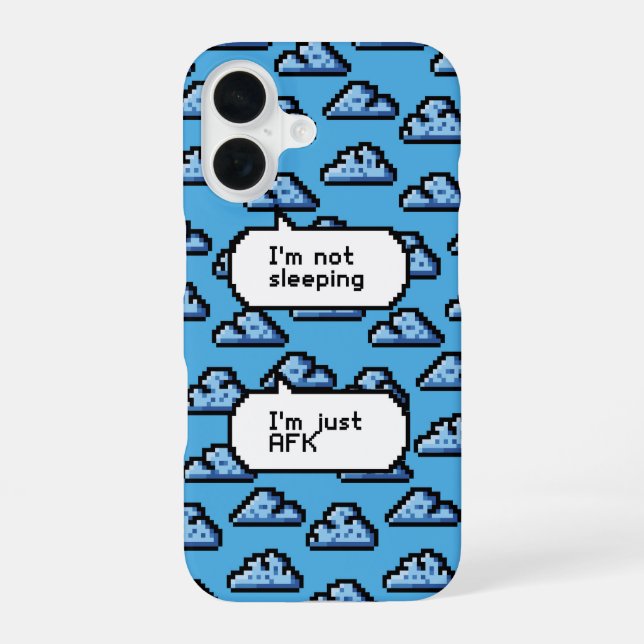 Coque iPhone 16 Nuages AFK – Téléphone Pixel Rétro (Verso)