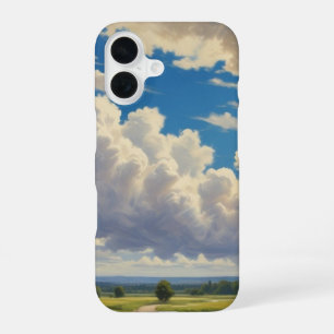 Coque iPhone 16 Nuages blancs et ciel bleu clair
