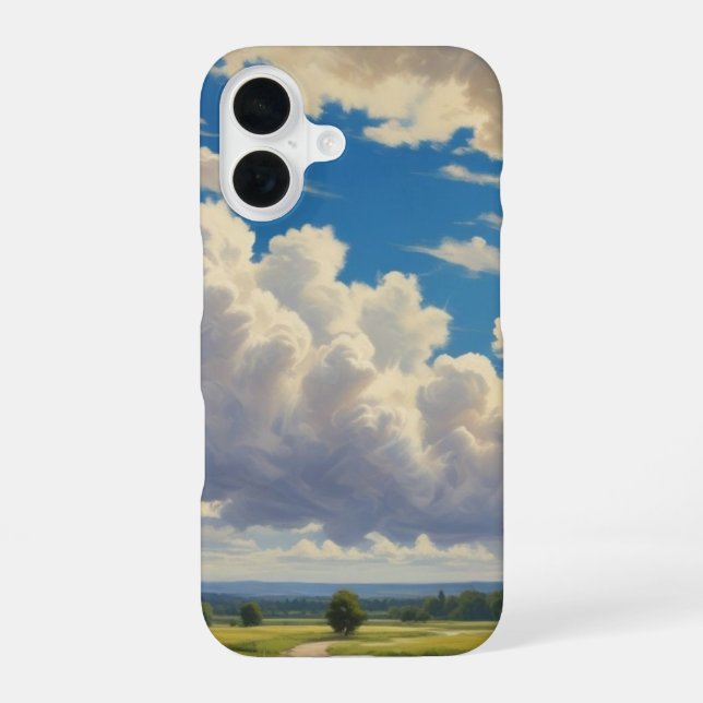 Coque iPhone 16 Nuages blancs et ciel bleu clair (Verso)