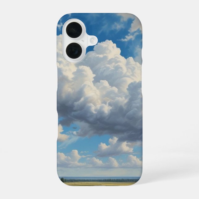 Coque iPhone 16 Nuages blancs et ciel bleu clair (Verso)