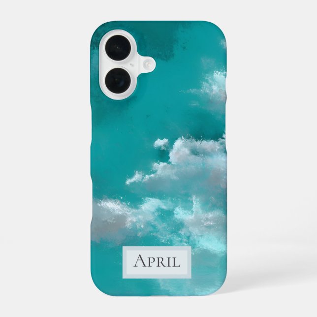 Coque iPhone 16 Nuages Blancs sur Turquoise (Verso)