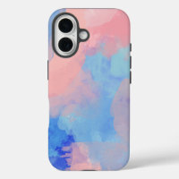 Nuages d'aquarelle Abstraits en bleu et rose