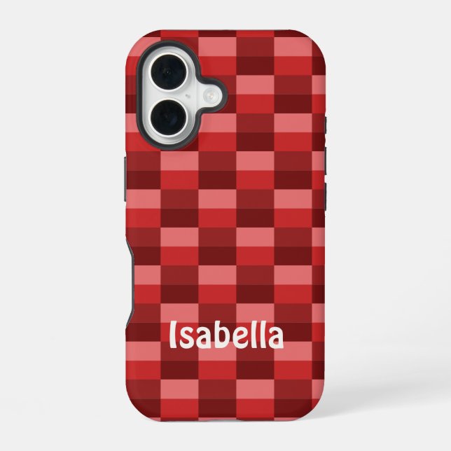 Coque iPhone 16 Nuances de rouge blocs de couleur (Verso)