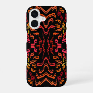 Coque iPhone 16 Nuances d'orange rouge ruban jaune création artist