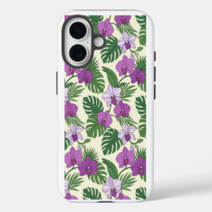 Coque iPhone 16 Oasis d'Orchidées Orchidée Violette et Feuilles