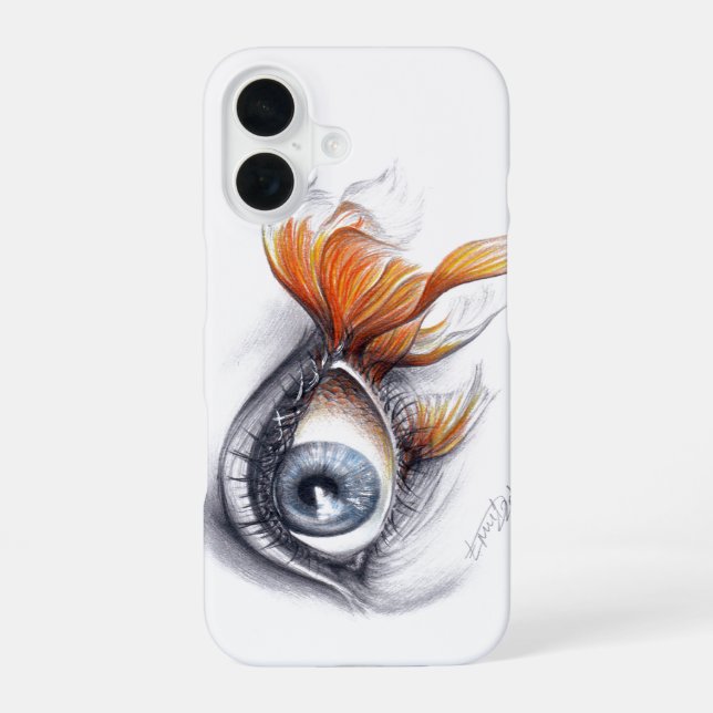 Coque iPhone 16 Œil avec queue de poisson Dessin surréaliste art (Verso)