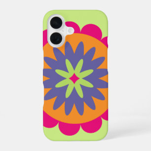 Coque iPhone 16 Œuvre d'art à motif botanique rétro groovy