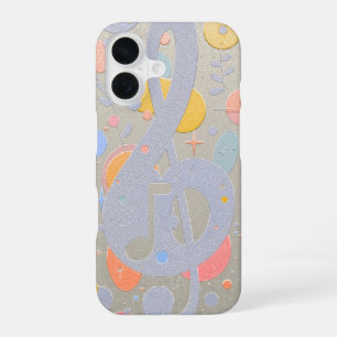 Coque iPhone 16 Œuvre d'art de note de musique abstraite