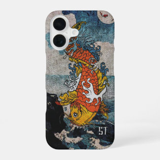 Coque iPhone 16 OEuvre japonaise Koi Fish Moonlit Leap